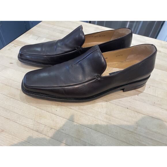 Mezlan Mens Vellum 10 1/2 Dark Brown Leather SlipOn Dress Shoes Square Toe Spain